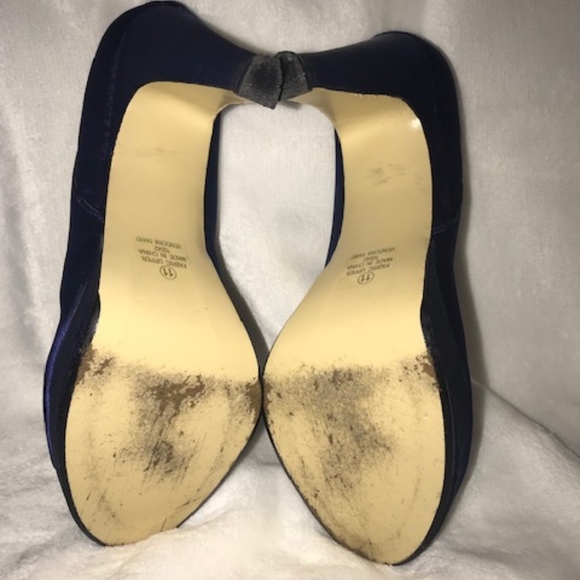 Sapphire Blue Peep Toe Platform Pumps - Picture 5 of 5